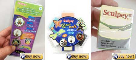 sculpey glow in the dark - 3 different packages
